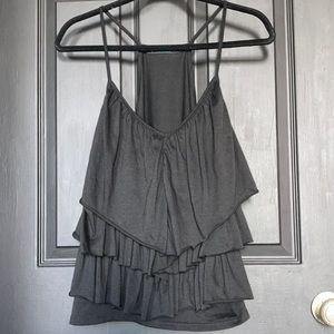 Black Ruffle Spaghetti Strap Blouse